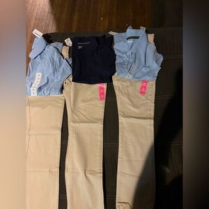 Navy and Light Blue Polo Shirts with Khaki Pants Set